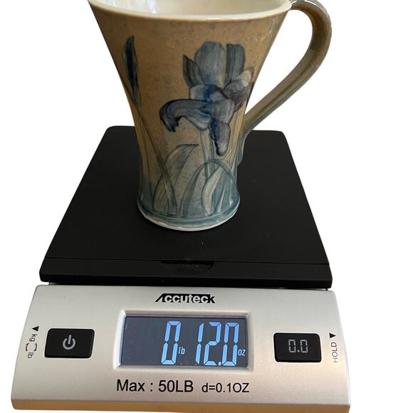 Linden Hills Pottery Pottery Mug Blue Irises Floral Tall 12 ou - Picture 6 of 6